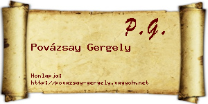 Povázsay Gergely névjegykártya